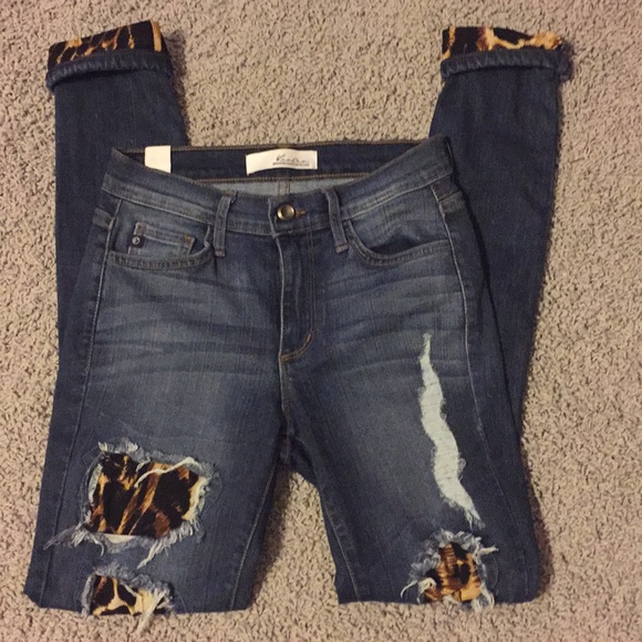 cheetah patch jeans